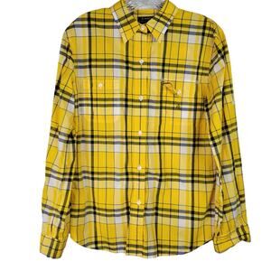Polo Ralph Lauren Shirt Women's Large Yellow Plaid Long Sleeve Button Up